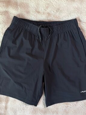 Layer 8 Men's S, Black Athletic Drawstring Shorts, Zippered Phone/Wallet Pocket